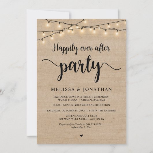 Happy Ever After Party, String licht de receptie o Kaart (Voorkant)