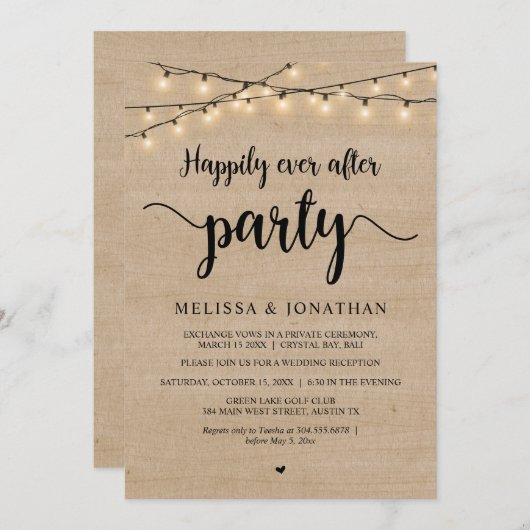 Happy Ever After Party, String licht de receptie o Kaart (Voorkant / Achterkant)
