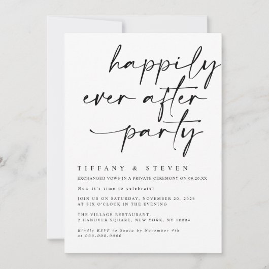 Happy Ever After Party Uitnodiging Receptie Deel (Voorkant)