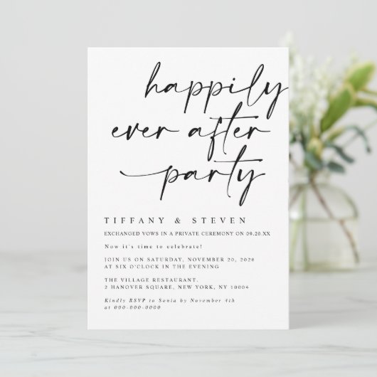 Happy Ever After Party Uitnodiging Receptie Deel (Staand voorkant)