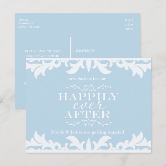 HAPPY EVER AFTER Storybook Save Date Briefkaart (Voorkant / Achterkant)