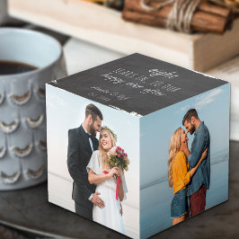Happy Ever After Weddenschap Jubileum Slate 4 Foto Kubus