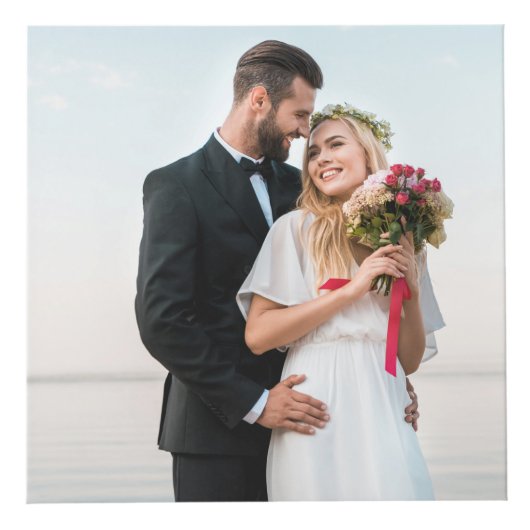 Happy Ever After Weddenschap Jubileum Slate 4 Foto Kubus (Voorkant)