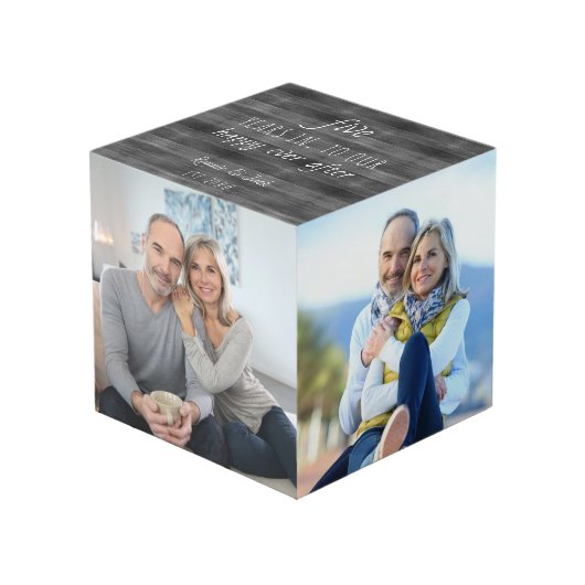 Happy Ever na elk Jubileum voor bruiloft 4 Foto Kubus (Voorkant hoekig)