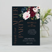 Happy Ever Party na de bloemendagen van de Bourgon Folie Uitnodiging (Staand Voorkant)