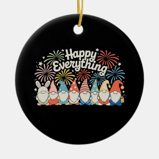 Happy Everything Gnomes All Year Every Holiday Keramisch Ornament (Voorkant)