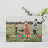 Happy Everything Leuke Retro 60s Foto Feestdagenkaart (Staand voorkant)