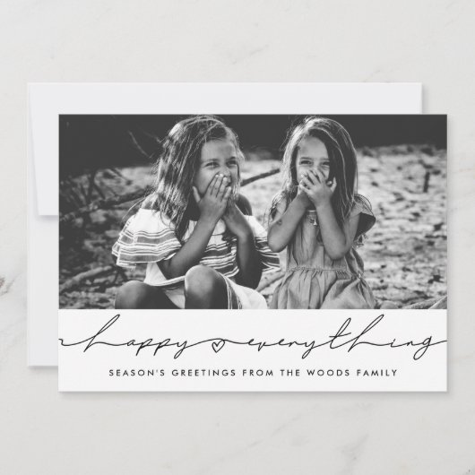 Happy Everything Modern handgeschreven scriptfoto Feestdagenkaart (Voorkant)