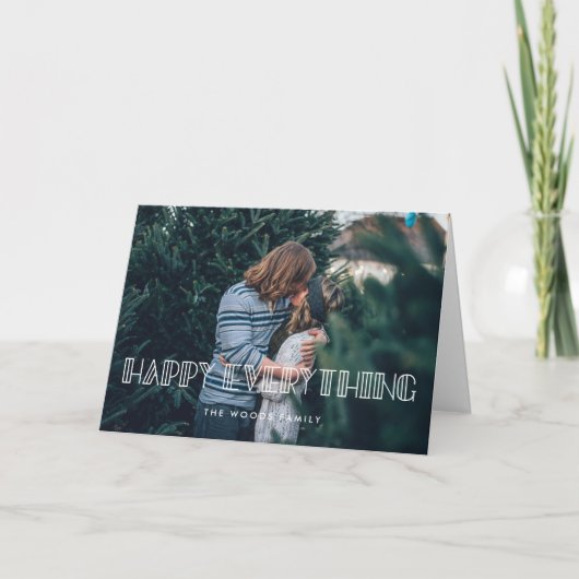 Happy Everything Retro Art Deco Foto Feestdagen Kaart (Voorkant)