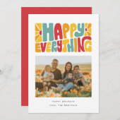 Happy Everything Retro Bubble Letters Photo Card Feestdagenkaart (Voorkant / Achterkant)