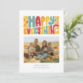 Happy Everything Retro Bubble Letters Photo Card Feestdagenkaart (Staand voorkant)