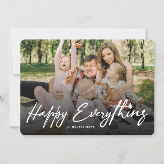 Happy Everything Wit Casual Script Eenvoudige foto Feestdagenkaart (Voorkant)