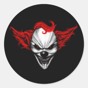 Happy Evil Clown Red Hair Ronde Sticker