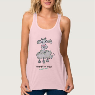 Happy Ewe Year! Het zal een goed Cartoon schaap zi Tanktop
