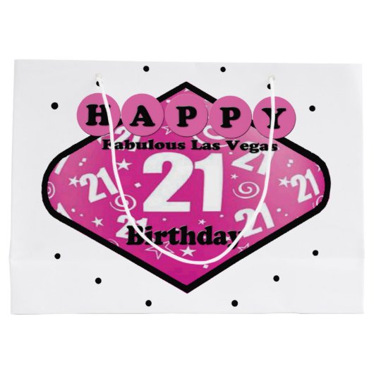 HAPPY FABULOUS 21ST BIRTHDAY LAS VEGAS GIFT BAG GROOT CADEAUZAKJE (Achterkant)