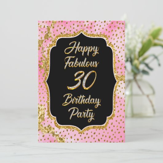 Happy Fabulous 30ste verjaardag Uitnodiging (Staand voorkant)