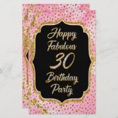 Happy Fabulous 30ste verjaardag Uitnodiging Party Briefpapier (Voorkant / Achterkant)