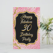 Happy Fabulous 30ste verjaardag Uitnodiging Party Briefpapier (Staand voorkant)