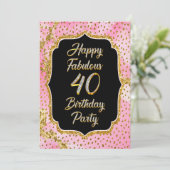 Happy Fabulous 40ste verjaardag Uitnodiging Party (Staand voorkant)