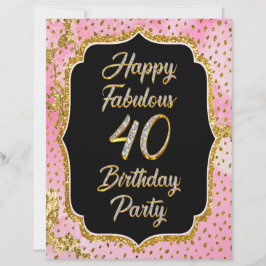 Happy Fabulous 40ste verjaardag Uitnodiging Party Briefhoofd