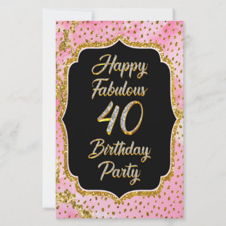Happy Fabulous 40ste verjaardag Uitnodiging Party Briefpapier