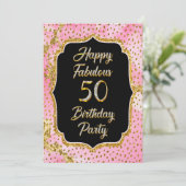 Happy Fabulous 50ste verjaardag Uitnodiging Party (Staand voorkant)