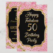 Happy Fabulous 50ste verjaardag Uitnodiging Party Briefpapier (Voorkant / Achterkant)