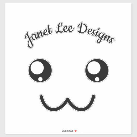 Happy Face Black met naam Sticker (Vel)