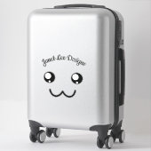 Happy Face Black met naam Sticker (Koffer)