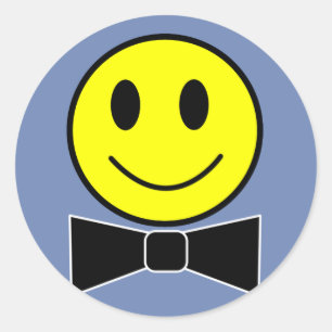Happy Face Bow Stropdas Ronde Sticker