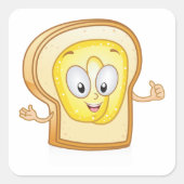 Happy Face Bread Square Sticker (Voorkant)