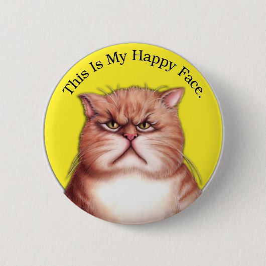 Happy Face cat Ronde Button 5,7 Cm (Voorkant)