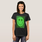 Happy Face Checked Shamrock Green C Boy Girl T-shirt (Voorkant volledig)