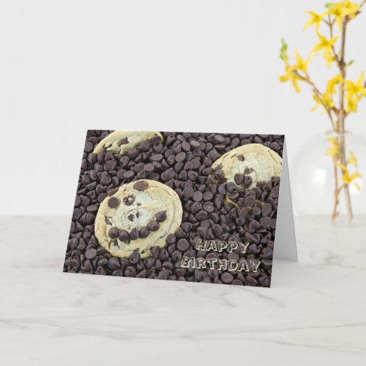 Happy Face Chocolade Chip Cookie Kaart (Gele Bloem)