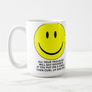 Happy Face Curl up and Die Funny Mug Koffiemok