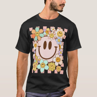 Happy Face Daisy Flower Shirt Preppy Esthetische S
