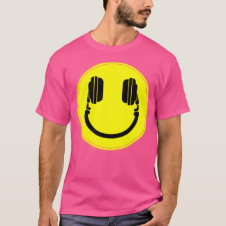 Happy Face DJ Hoofdtelefoon EDM Muziek T-shirt