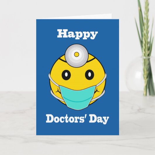 Happy Face Doctors Day, Happy Face met Masker Kaart (Voorkant)
