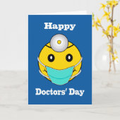 Happy Face Doctors Day, Happy Face met Masker Kaart (Gele Bloem)