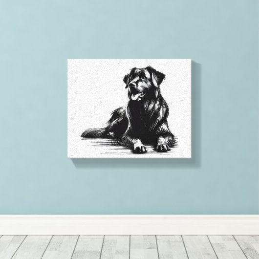 Happy Face Dog Canvas Afdruk (Insitu (Houten vloer))