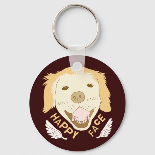 Happy Face Dog Doodle Art Sleutelhanger (Voorkant)