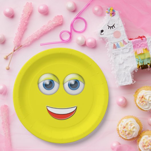 Happy Face Emoji Papieren Bordje (Feest)