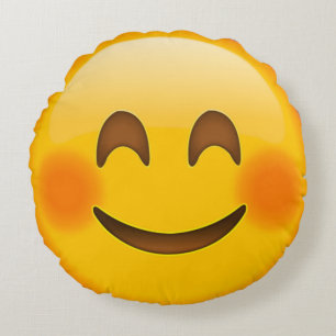 Happy Face Emoji Rond Kussen