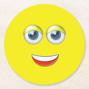 Happy Face Emoji Ronde Kartonnen Onderzetter