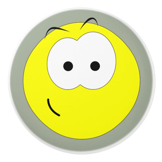 Happy Face Emoticon Keramische Knop (Voorkant)