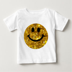 Happy Face Faux Sparkly Gold Bling - Matte sparkle