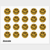 Happy Face Faux Sparkly Gold Bling - Matte sparkle Ronde Sticker (Vel)