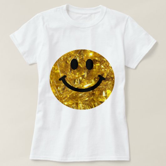 Happy Face Faux Sparkly Gold Bling - Matte sparkle T-shirt (Design voorkant)