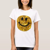 Happy Face Faux Sparkly Gold Bling - Matte sparkle T-shirt (Voorkant)