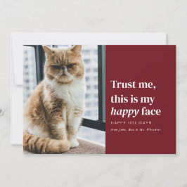 Happy Face Funny Pet Foto Kerstvakantie Kaart